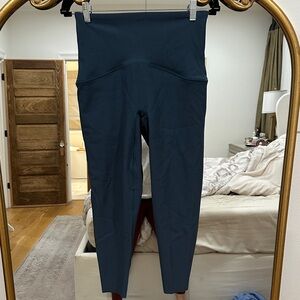 SPANX Ribbed Booty Boost Teal Leggings Tights Sz L